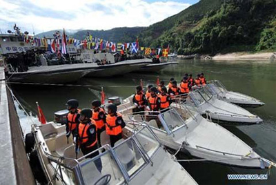 Cảnh sát biên giới của Trung Quốc tham gia hoạt động tuần tra chung trên sông Mekong cùng Myanmar, Lào và Thái Lan.